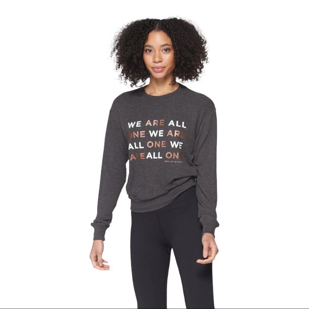 NWT Spiritual Gangster All One Savasana Gray Sweater Crew Neck Size XSmall